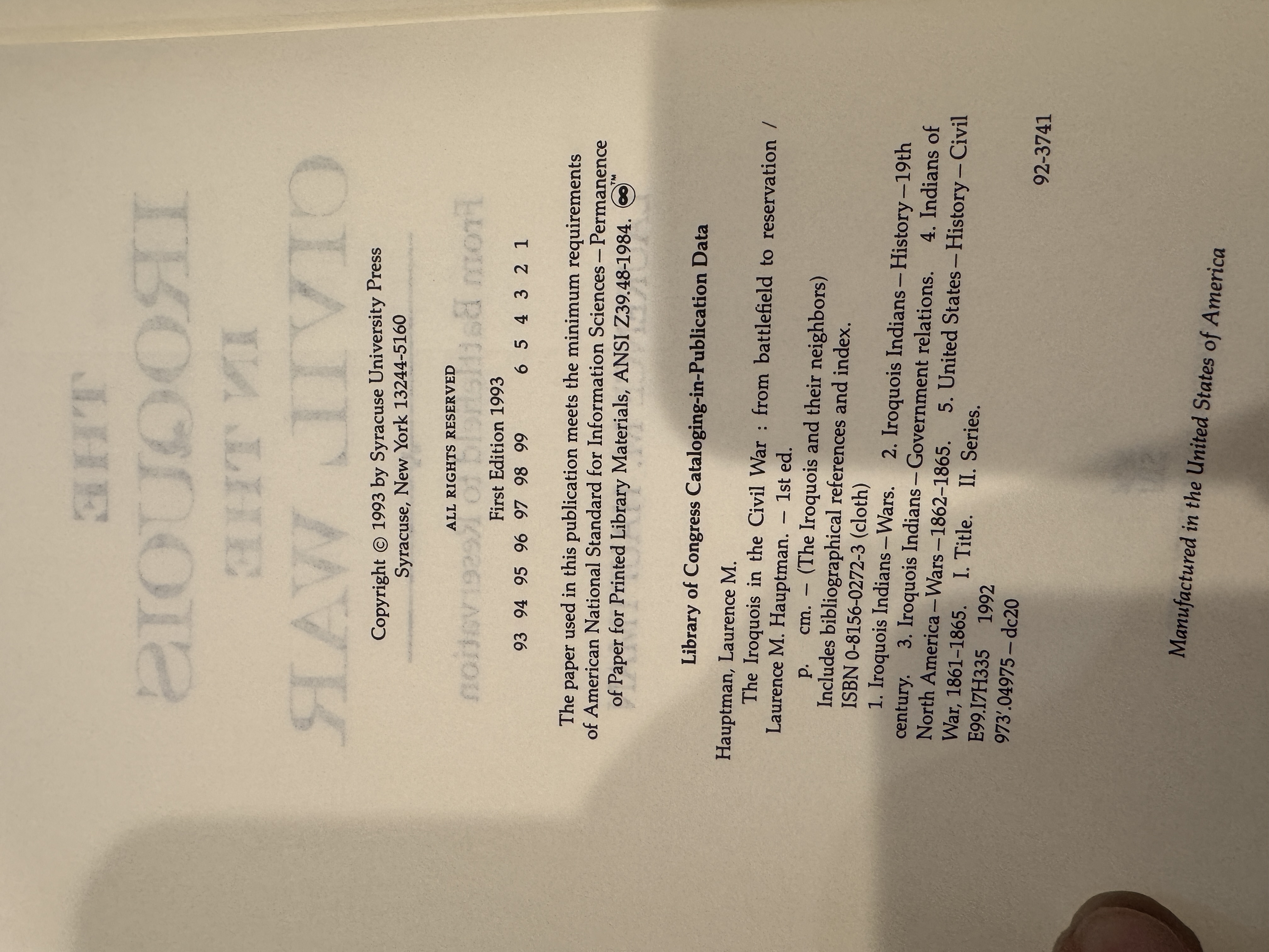 The Iroquois in the Civil War: From Battlefield to Reservation