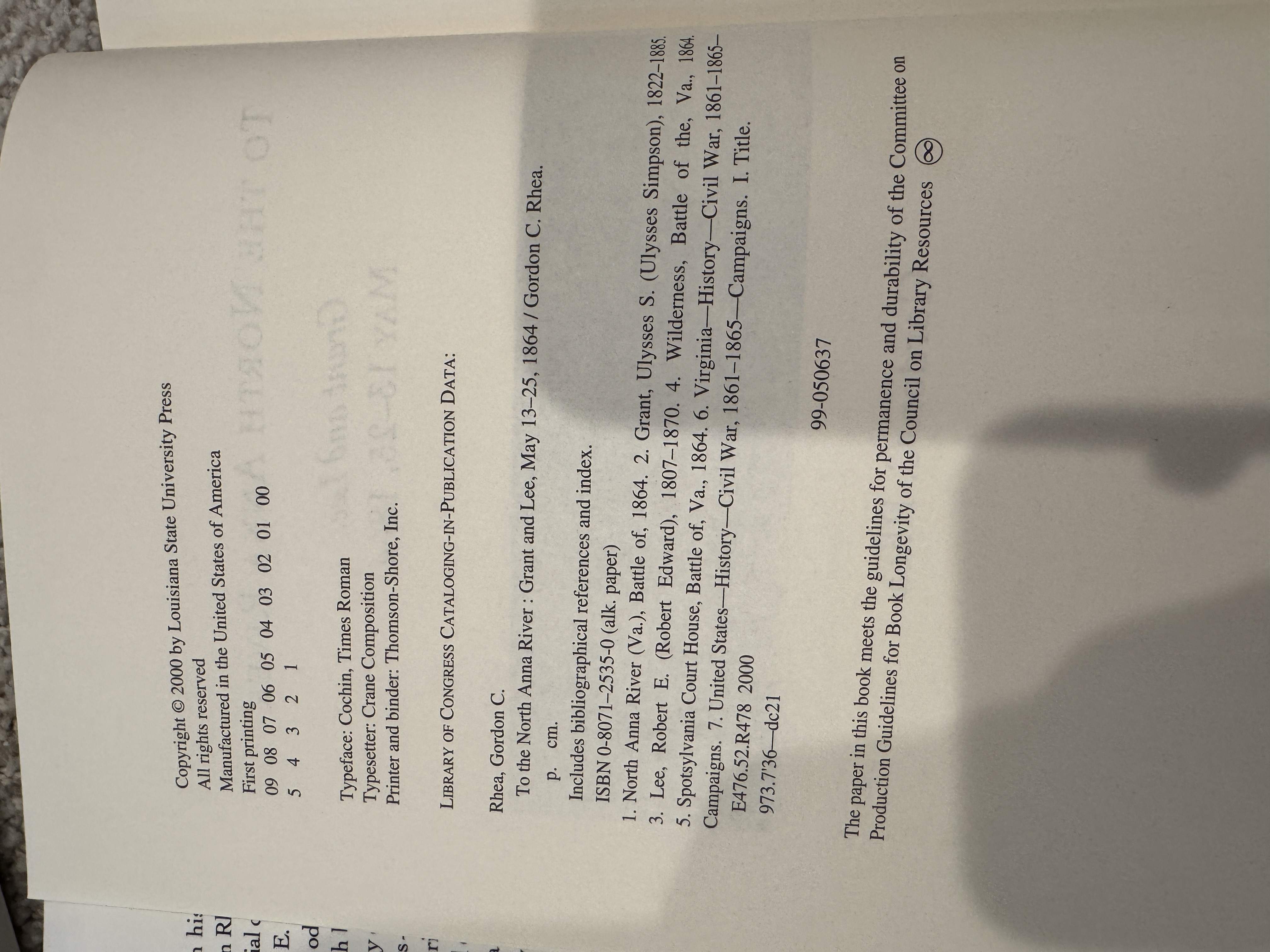 To the North Anna River: Grant and Lee, May 1325, 1864